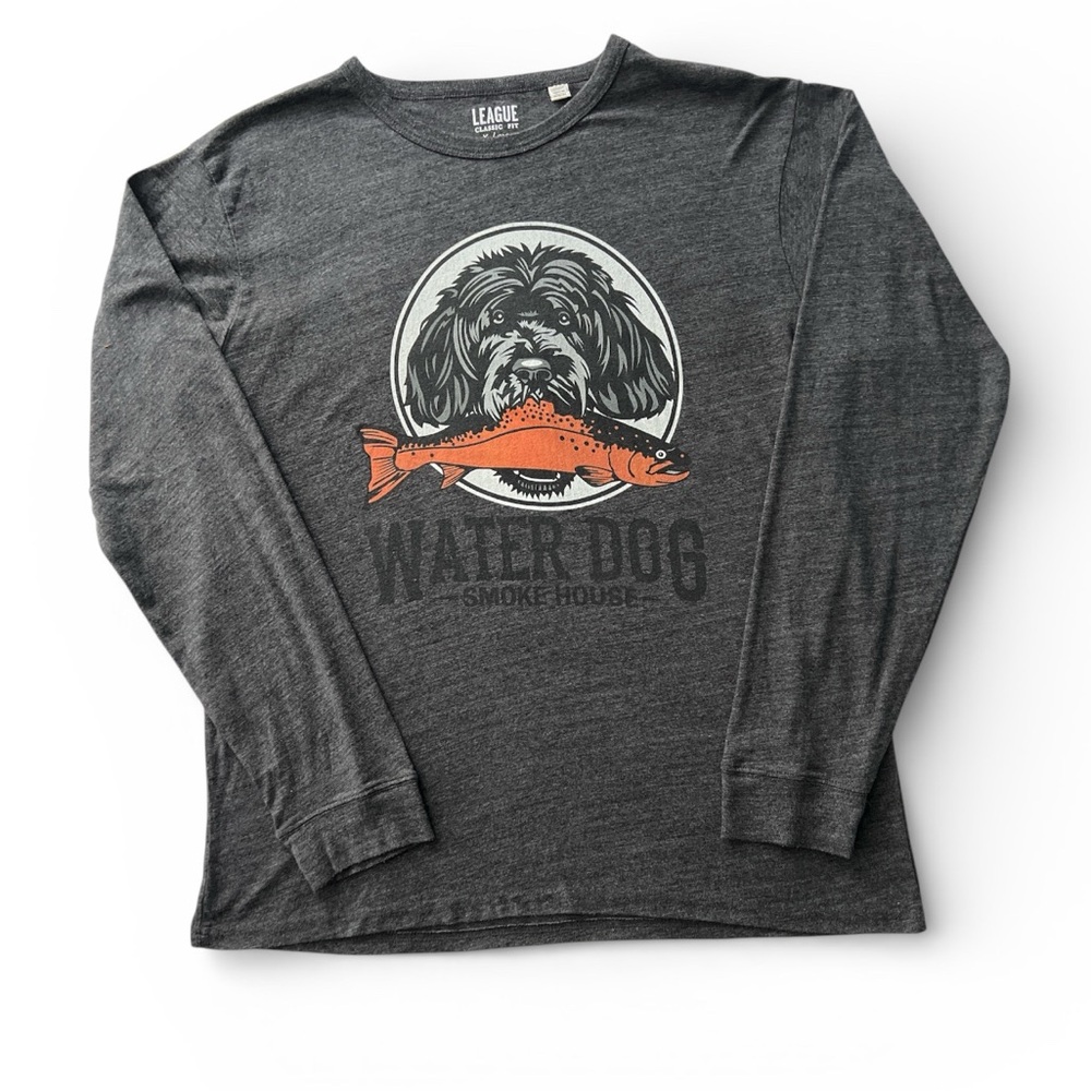 League Charcoal Water Dog Smoke House Graphic Long Sleeve Tee - X Large